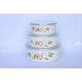 5 pcs enamel ice bowl with plastic cover colorful flower